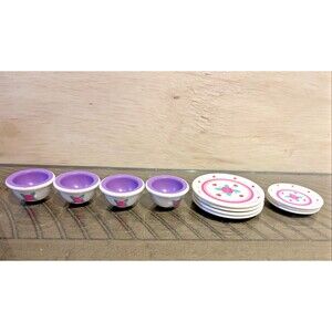 VTG Barbie Tyco Kitchen Special Occasion Hearts Roses Plates Bowls